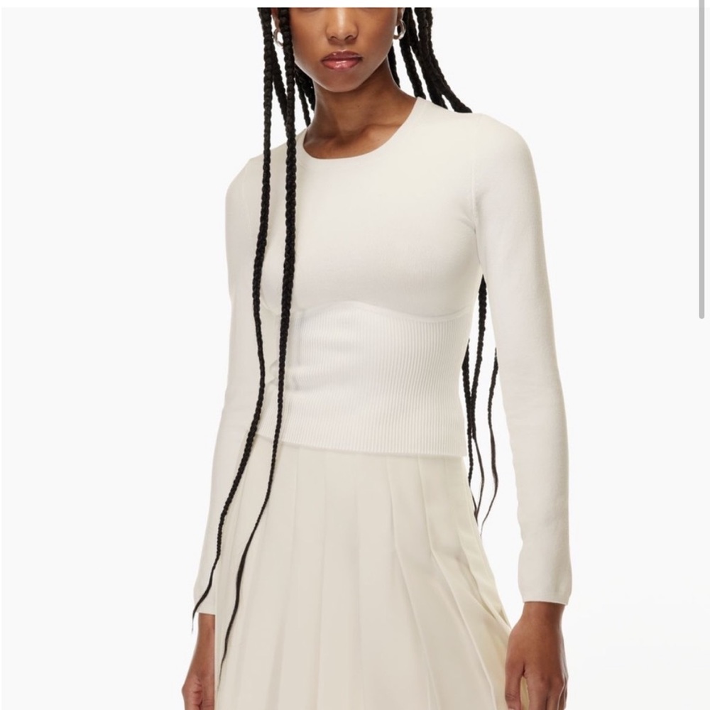 BABATON White Sculpt Empire Knit long sleeve top - small